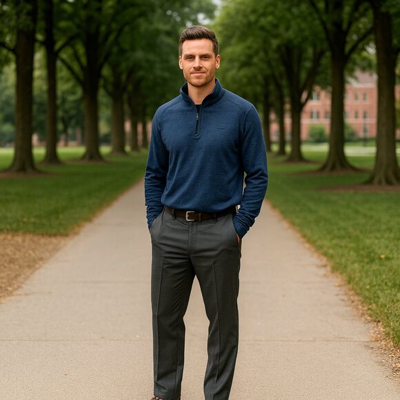 Calvin Klein JILL P Men 31 Dress Pants Flat Front Gray Plaid Wool Retro Y2K*READ - Picture 1 of 10